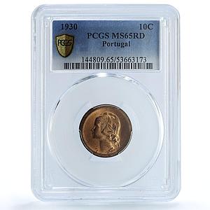 Portugal 10 centavos Republic KM-573 Liberty Head MS 65 PCGS bronze coin 1930