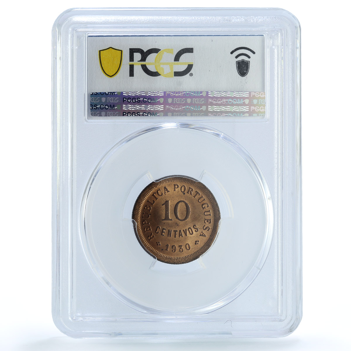 Portugal 10 centavos Republic KM-573 Liberty Head MS 65 PCGS bronze coin 1930 Portugal 10 centavos Republic KM-573 Liberty Head MS 65 PCGS bronze coin 1930