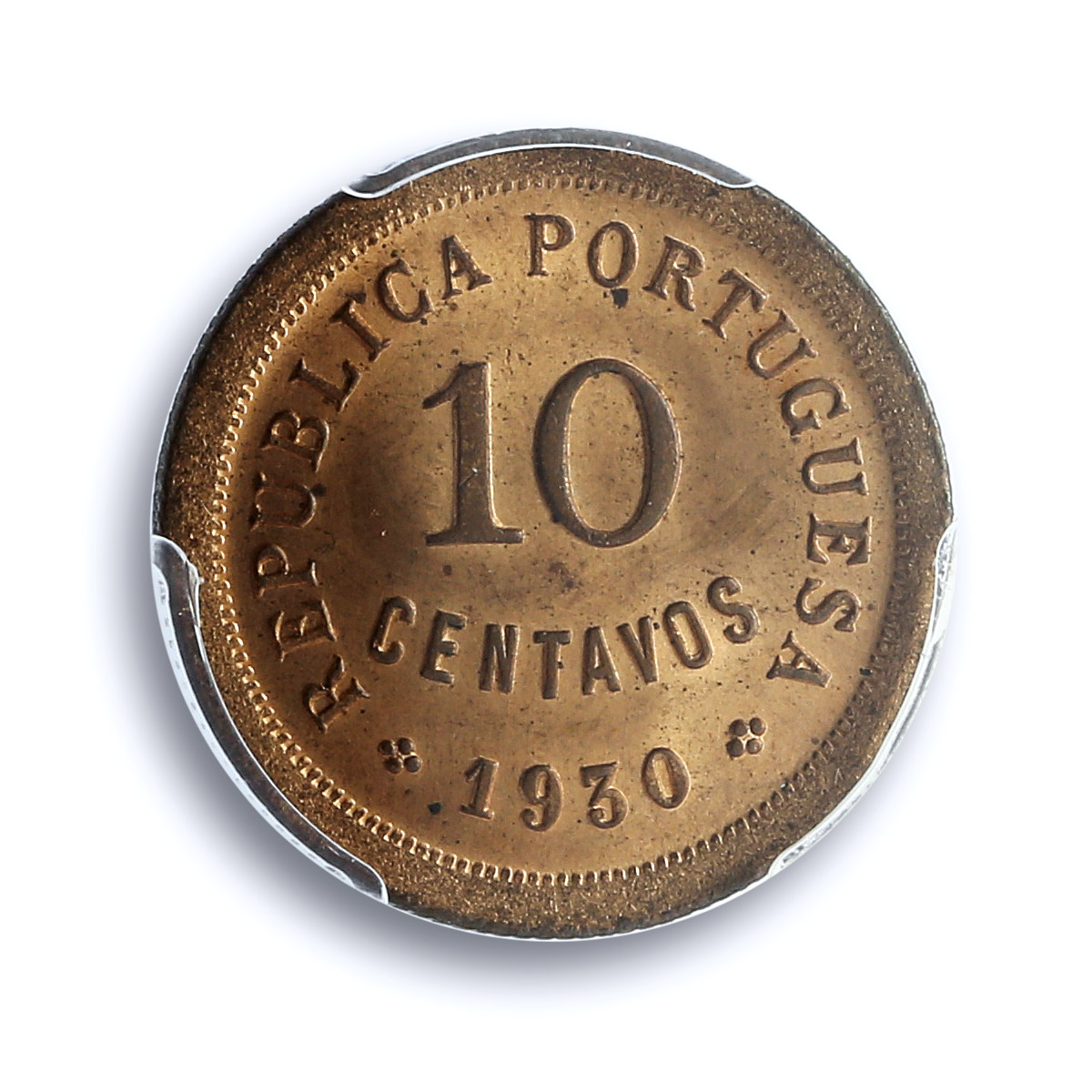Portugal 10 centavos Republic KM-573 Liberty Head MS 65 PCGS bronze coin 1930 Portugal 10 centavos Republic KM-573 Liberty Head MS 65 PCGS bronze coin 1930