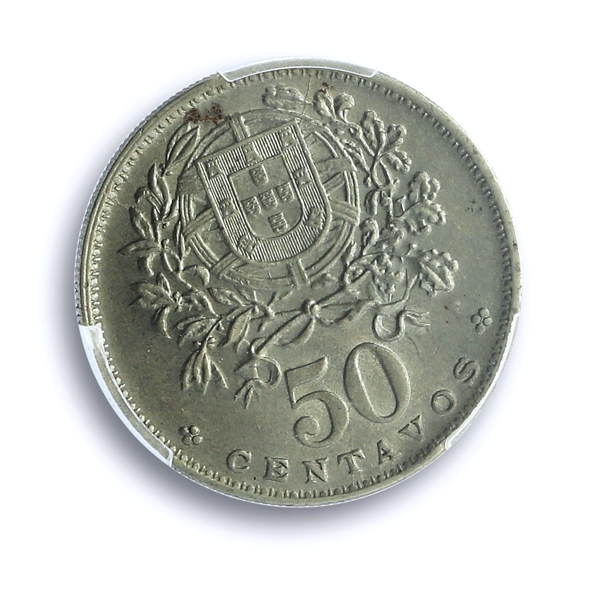 Portugal 50 centavos Second Republic KM-577 MS 62 PCGS NiBrass coin 1927