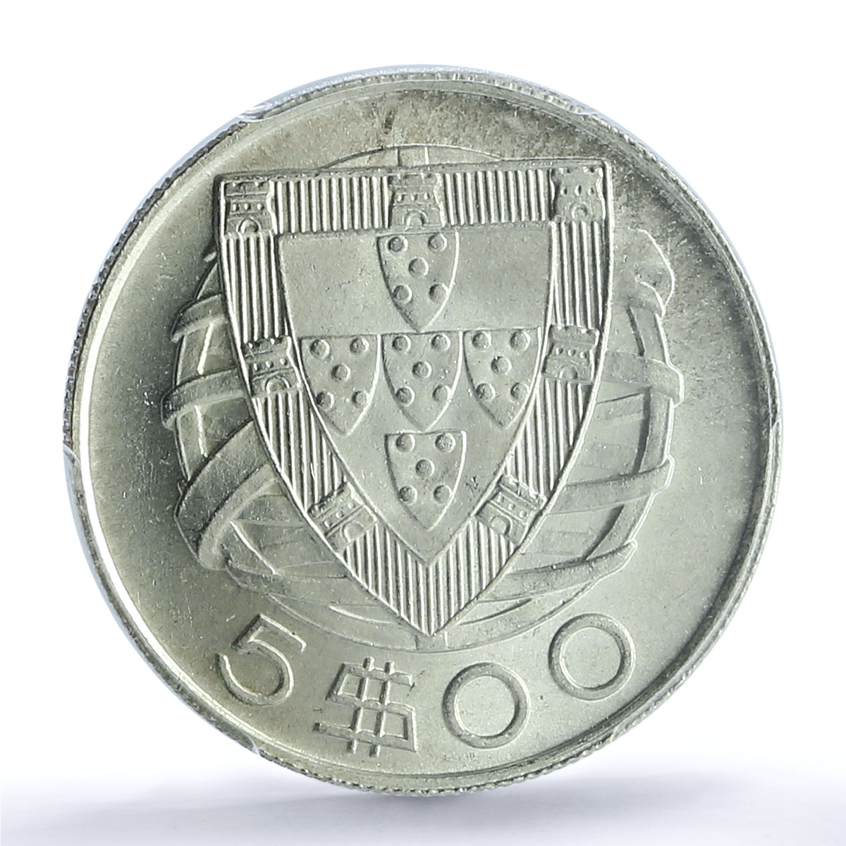 Portugal 5 escudos Second Republic KM-581 Ship MS 64 PCGS silver coin 1940