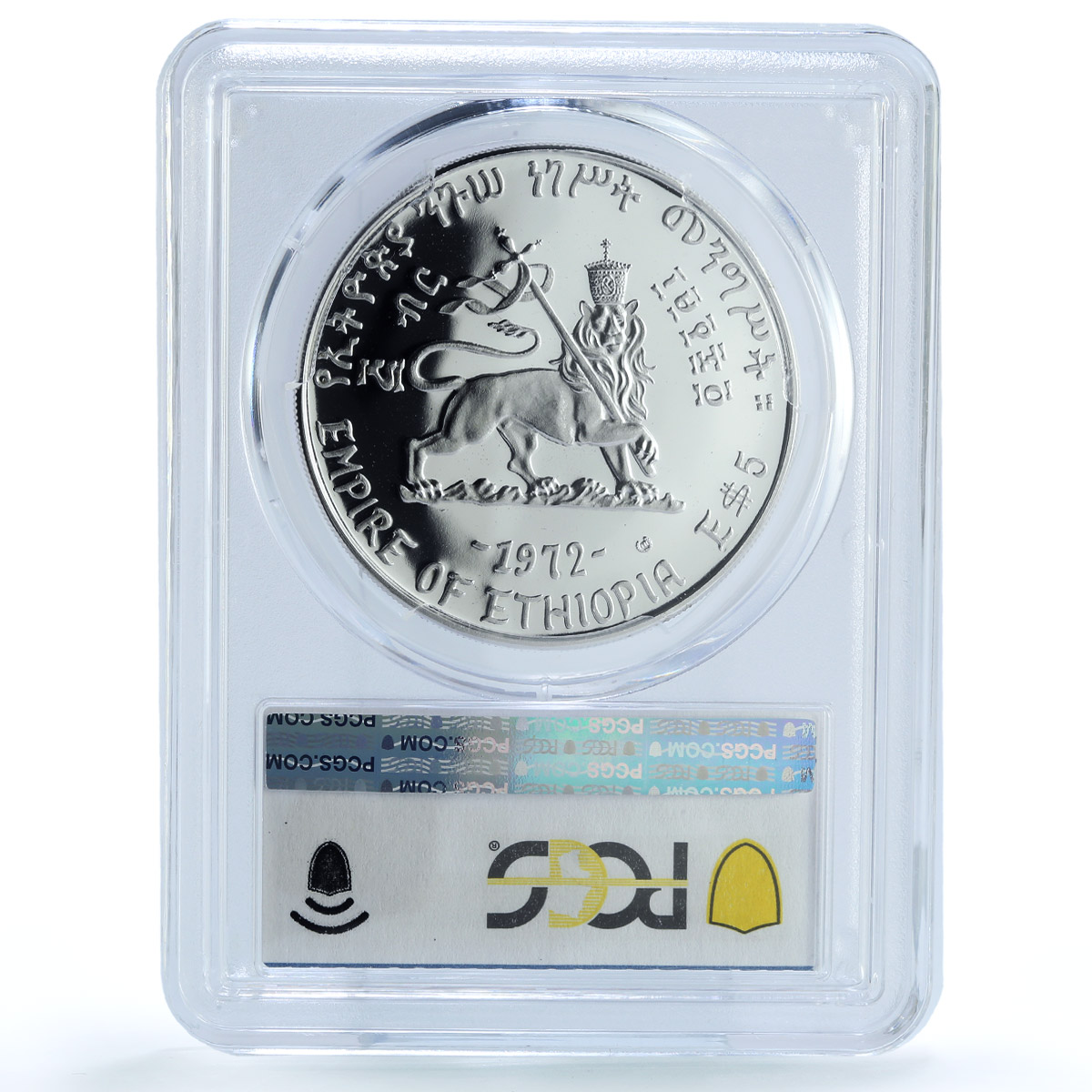 Ethiopia 5 dollars Emperor Menelik II KM-50 PR 68 PCGS silver coin 1972