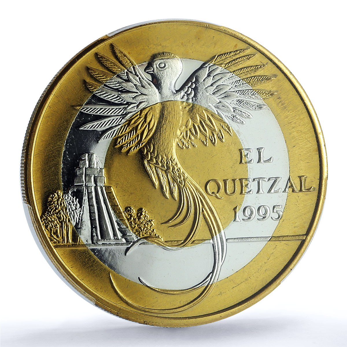 Guatemala 10 quetzales Quetzal PE X#2c.1 Bird Tower PR67 PCGS trimetal coin 1995