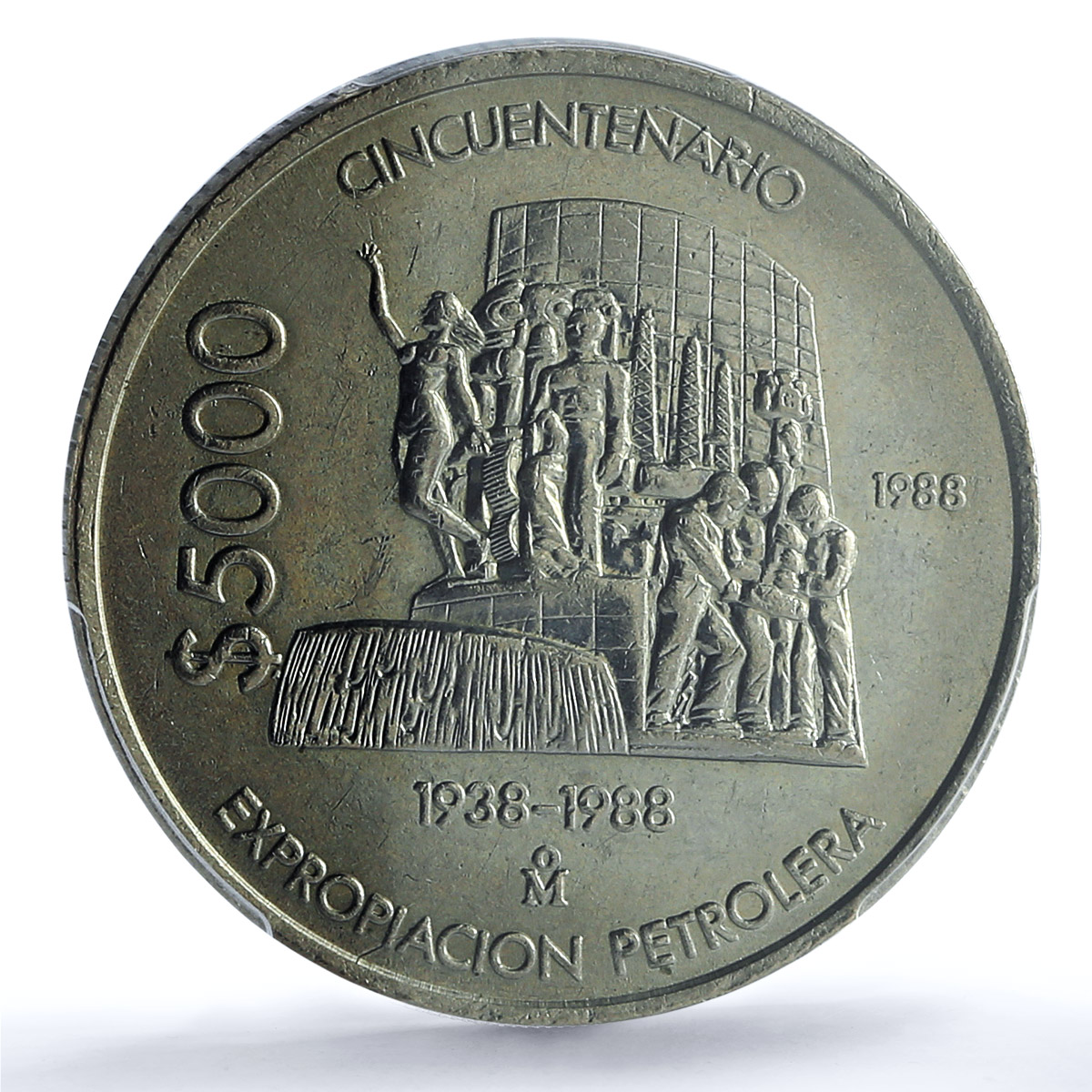 Mexico 5000 pesos Oil Industry KM-531 Monument MS 63 PCGS CuNi coin 1988