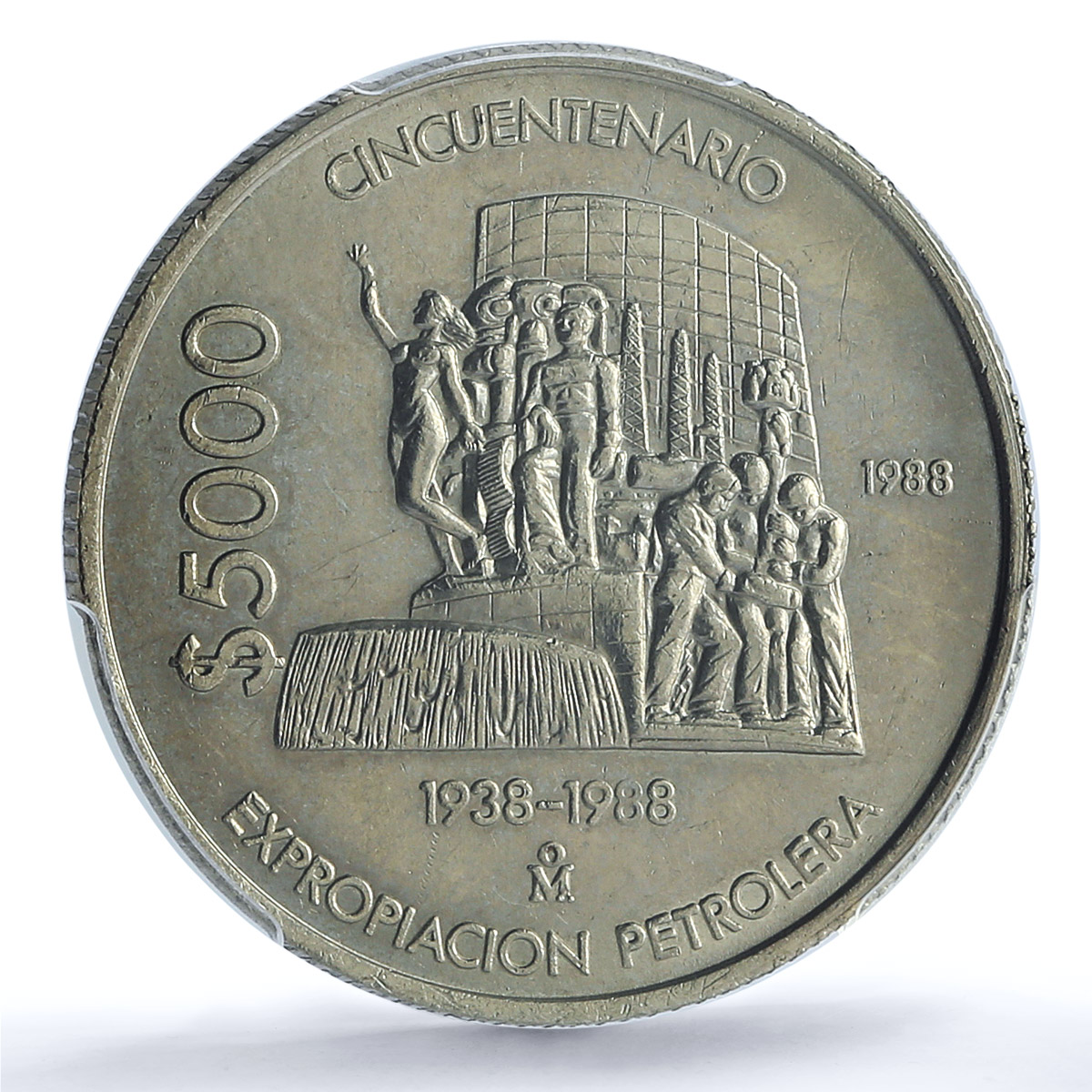 Mexico 5000 pesos Oil Industry KM-531 Monument MS 64 PCGS CuNi coin 1988