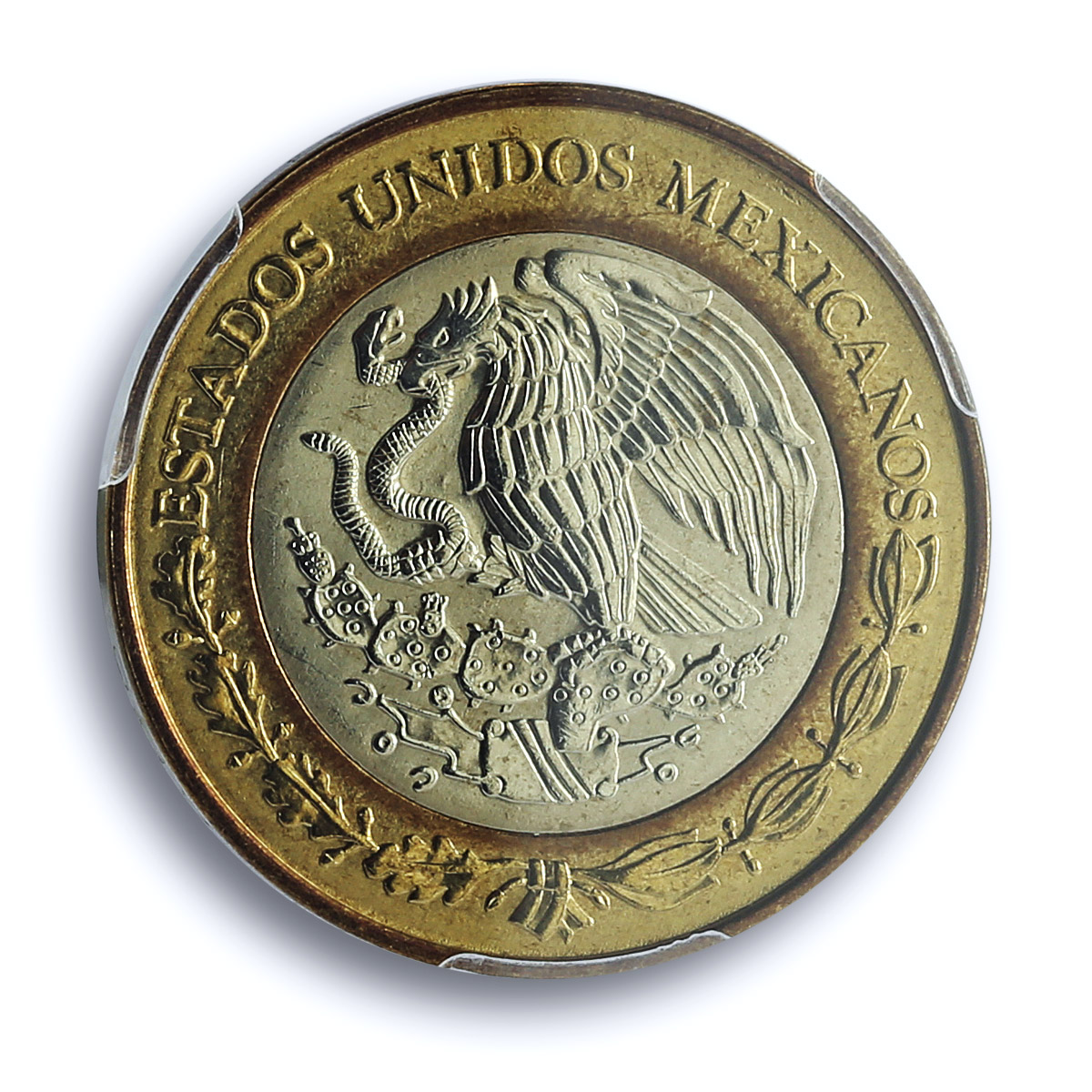 Mexico 10 pesos Millennium Aztec Rev. KM-636 Genuine UNC PCGS bimetal coin 2000