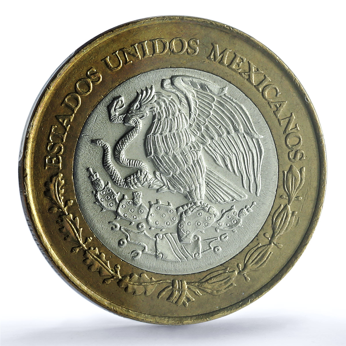 Mexico 20 pesos Republic Longer Stems KM-561 Genuine UNC PCGS bimetal coin 1993