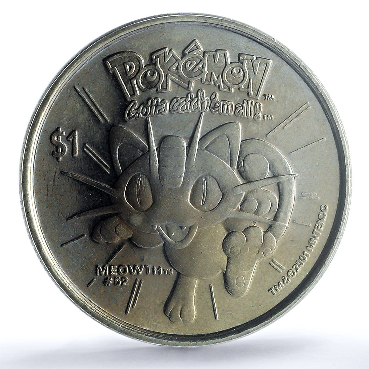 Niue 1 dollar Meowth KM-156 Pokemon Cartoon Cat MS 64 PCGS CuNi coin 2001