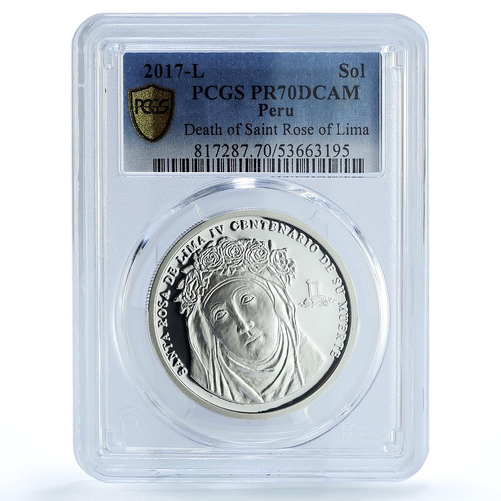 Peru 1 sol St. Rose of Lima KM-407 Anniversary PR 70 PCGS silver coin 2017 Peru 1 sol St. Rose of Lima KM-407 Anniversary PR 70 PCGS silver coin 2017