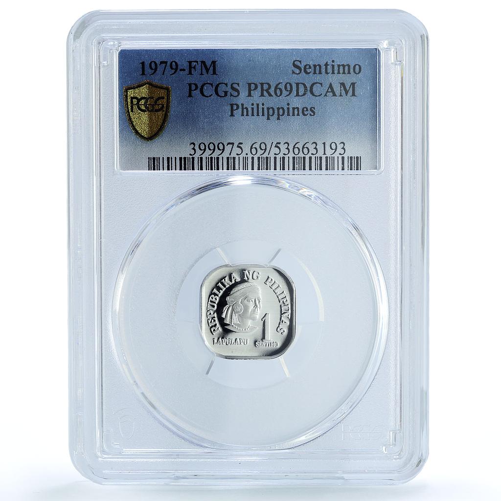 Philippines 1 sentimo Republic Lapu Lapu KM-224 PR 69 PCGS aluminum coin 1979 Philippines 1 sentimo Republic Lapu Lapu KM-224 PR 69 PCGS aluminum coin 1979