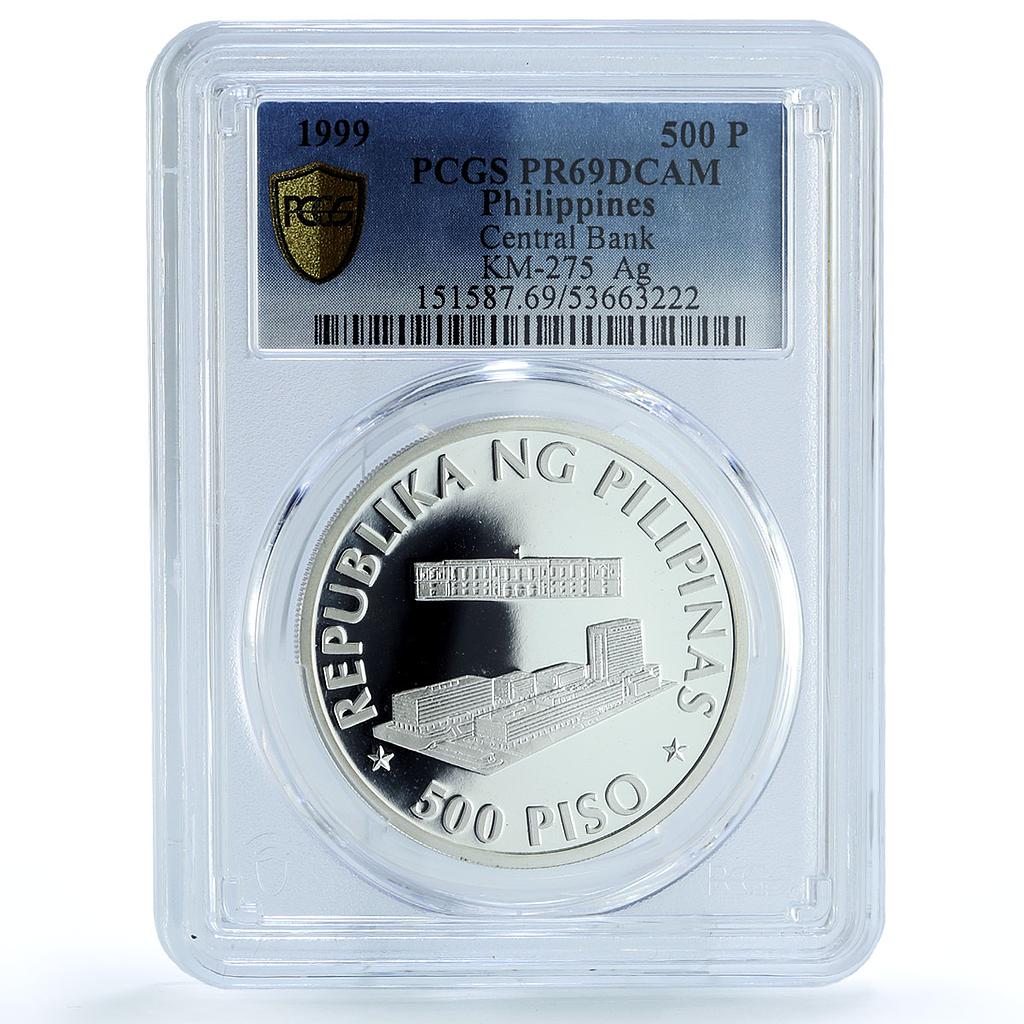 Philippines 500 piso Central Bank KM-275 Building PR 69 PCGS silver coin 1999 Philippines 500 piso Central Bank KM-275 Building PR 69 PCGS silver coin 1999