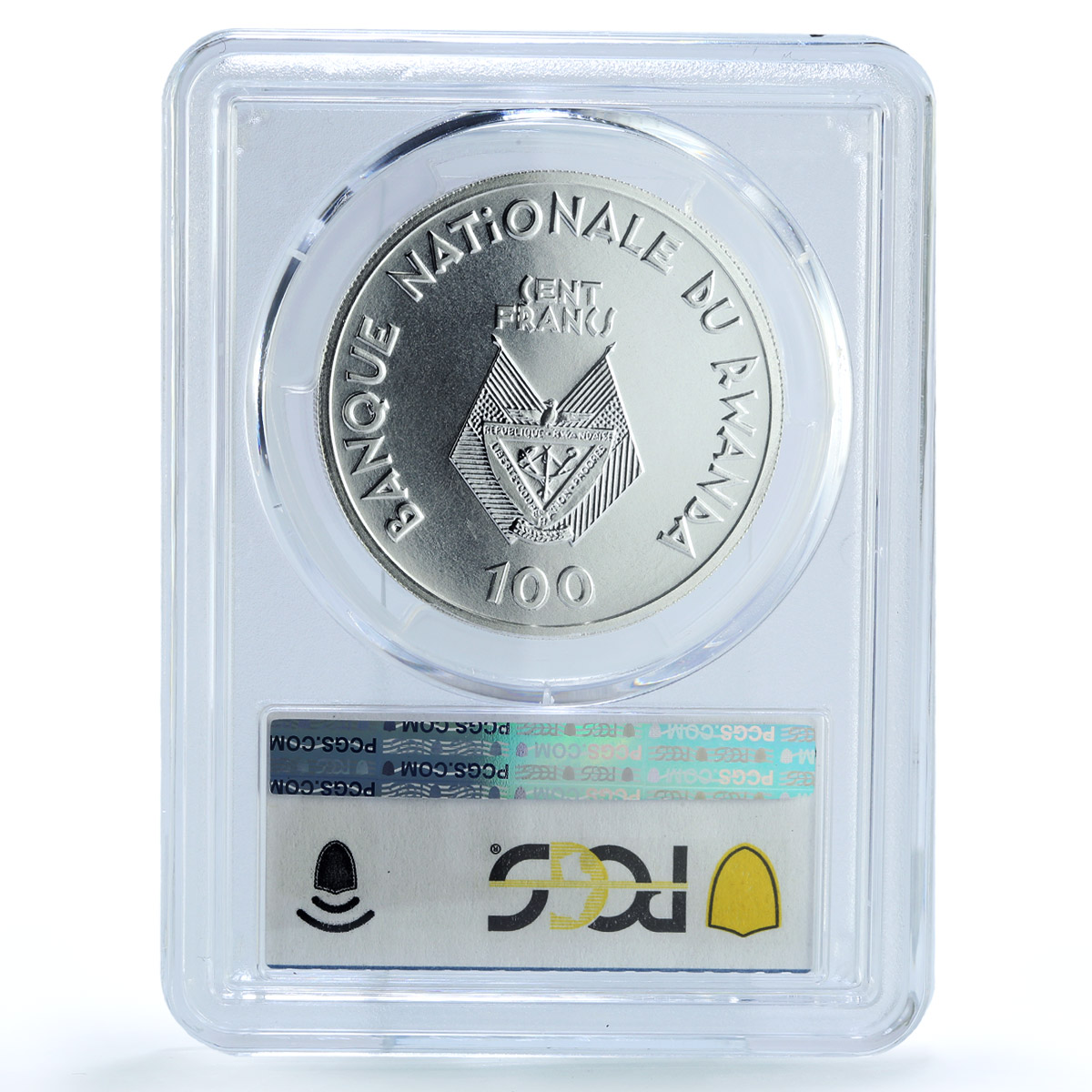 Rwanda 100 francs Nelson Mandela KM-18 Politics MS 67 PCGS silver coin 1990
