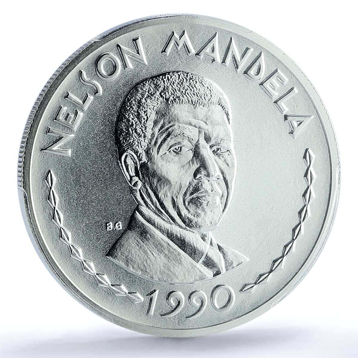 Rwanda 100 francs Nelson Mandela KM-18 Politics MS 67 PCGS silver coin 1990