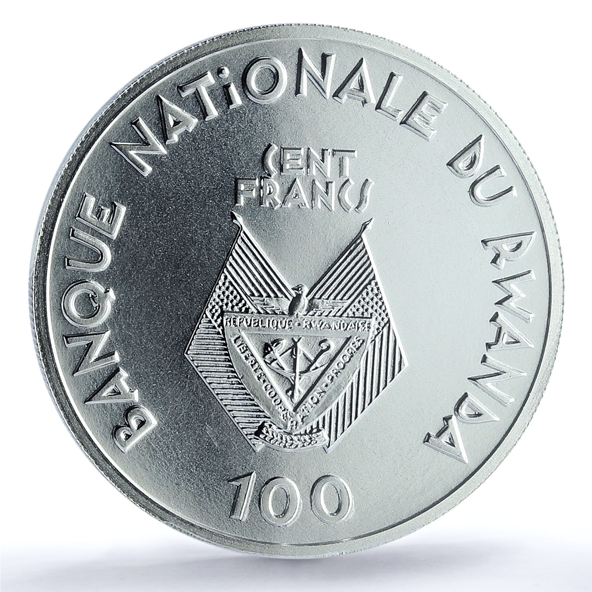 Rwanda 100 francs Nelson Mandela KM-18 Politics MS 67 PCGS silver coin 1990