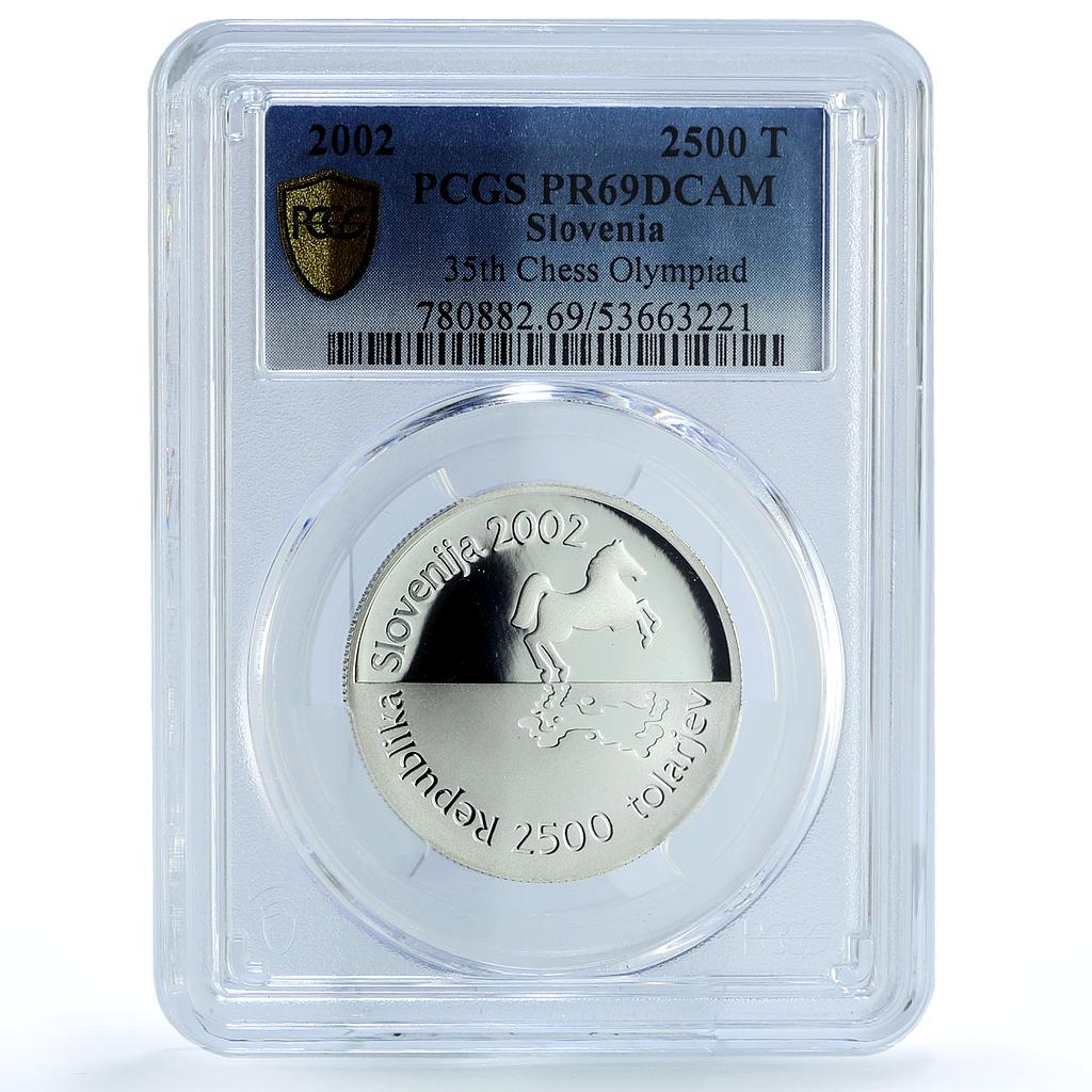 Slovenia 2500 tolarjev Chess Olympiad KM-48 Horse PR 69 PCGS silver coin 2002