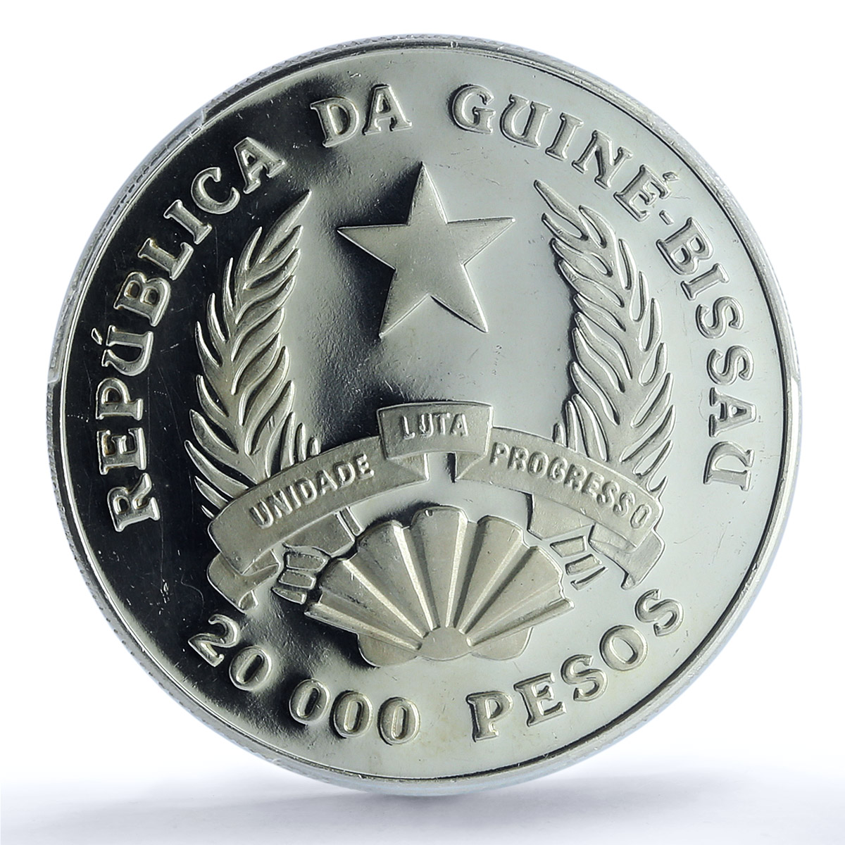 Guinea-Bissau 20000 pesos Cabral Deposed KM-26 PR 62 PCGS silver coin 1990
