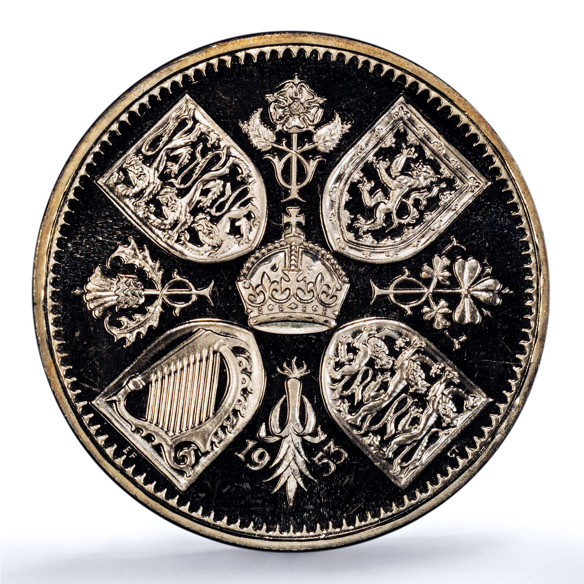 Great Britain 1 crown Elizabeth II KM-894 S- 4136 PR 65 PCGS CuNi coin 1953