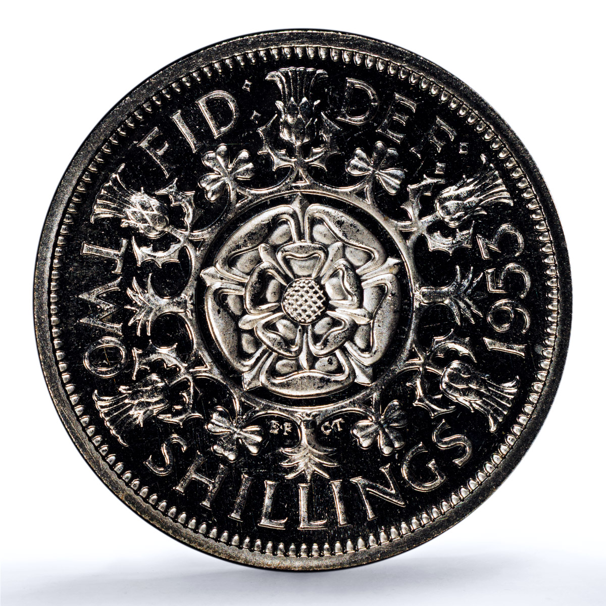 Britain 2 shillings / 1 florin Elizabeth II KM-892 S-4138 PR 64 PCGS coin 1953