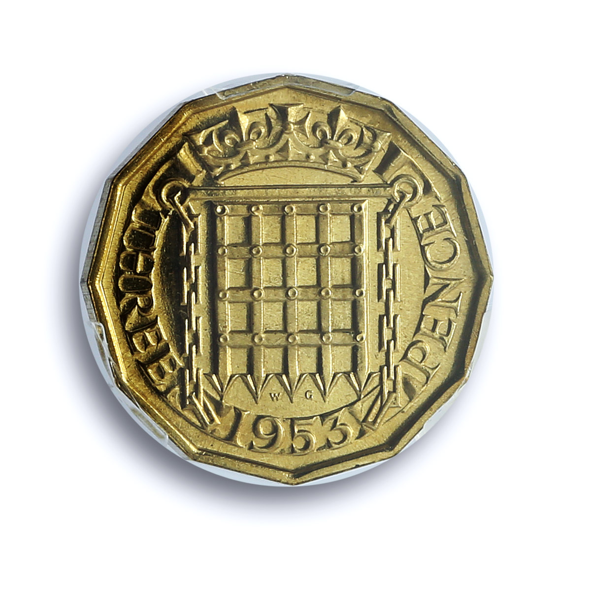 Great Britain 3 pence Elizabeth II KM-886 S- 4152 PR 66 PCGS brass coin 1953