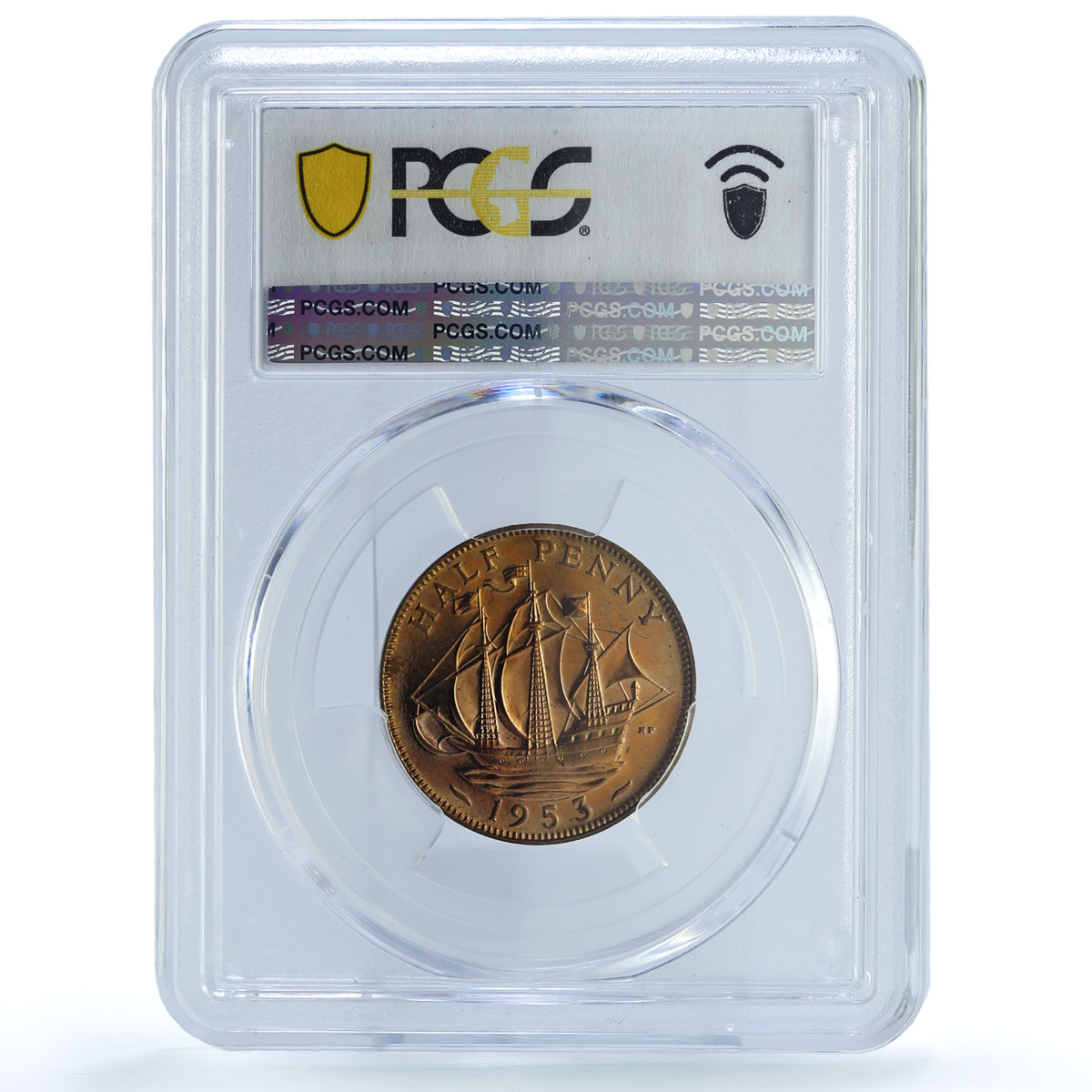 Great Britain 1/2 penny Elizabeth II KM-882 S-4155 PR 65 PCGS bronze coin 1953