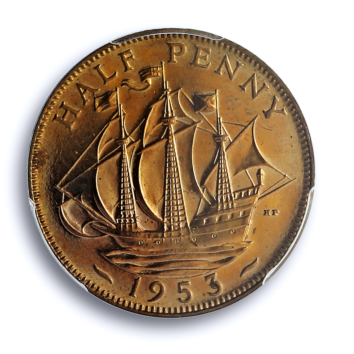 Great Britain 1/2 penny Elizabeth II KM-882 S-4155 PR 65 PCGS bronze coin 1953