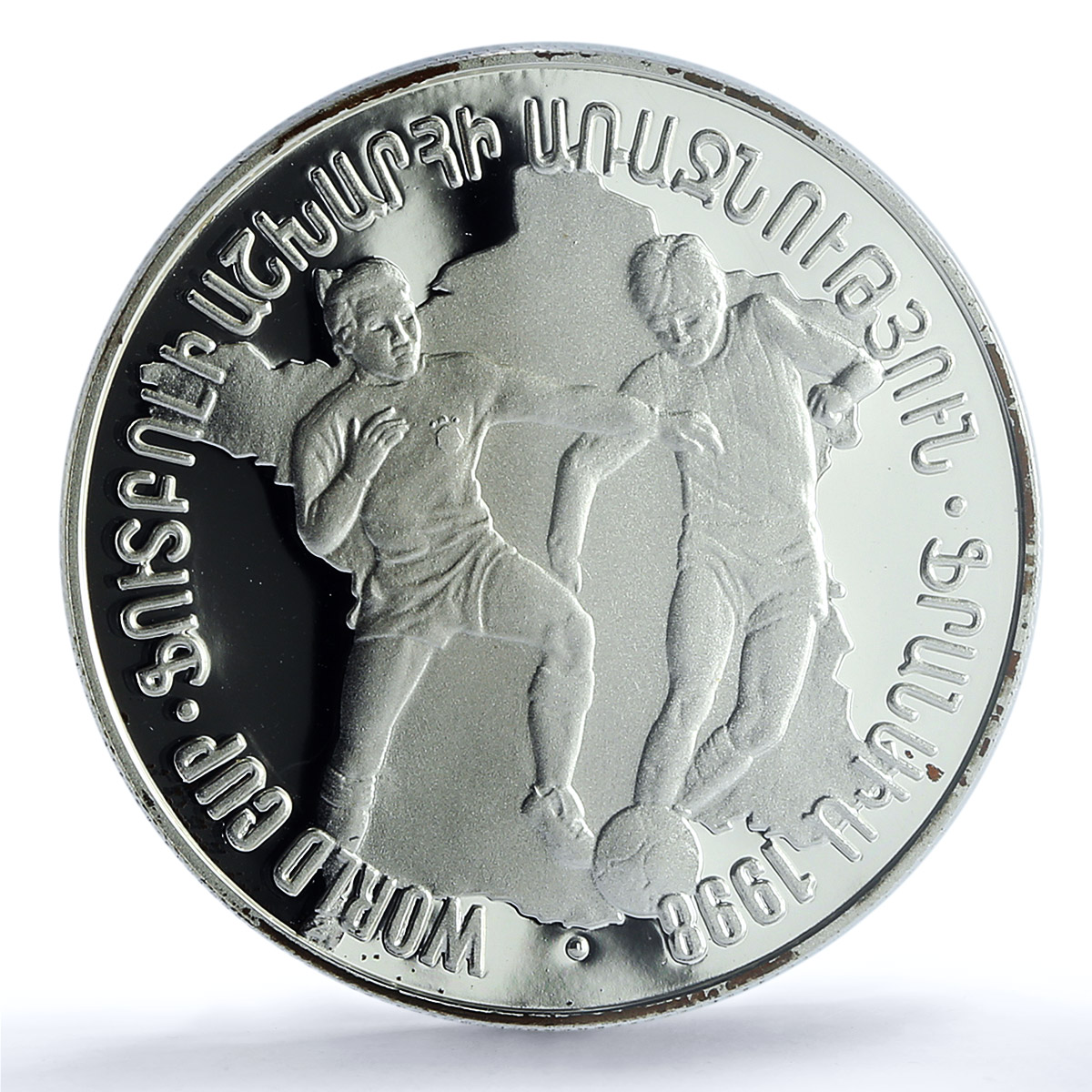 Armenia 100 dram Football World Cup France KM-80 PR 69 PCGS silver coin 1998