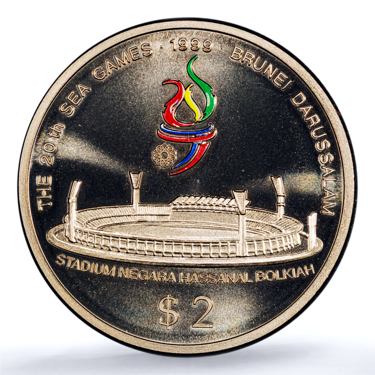 Brunei 2 dollars Sea Games Bolkiah Stadium KM-71 PR 69 PCGS CuNi coin 1999