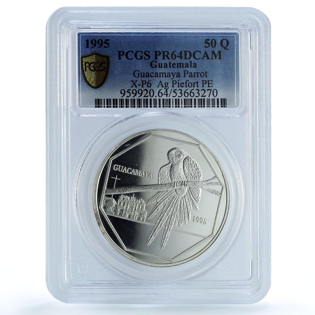 Guatemala 50 quetzales Guacamaya Piefort PE X-P6 Bird PR64 PCGS silver coin 1995