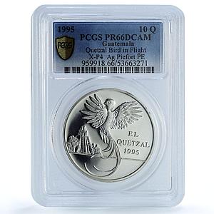 Guatemala 10 quetzales Piefort PE X-P4 Bird Tower PR 66 PCGS silver coin 1995