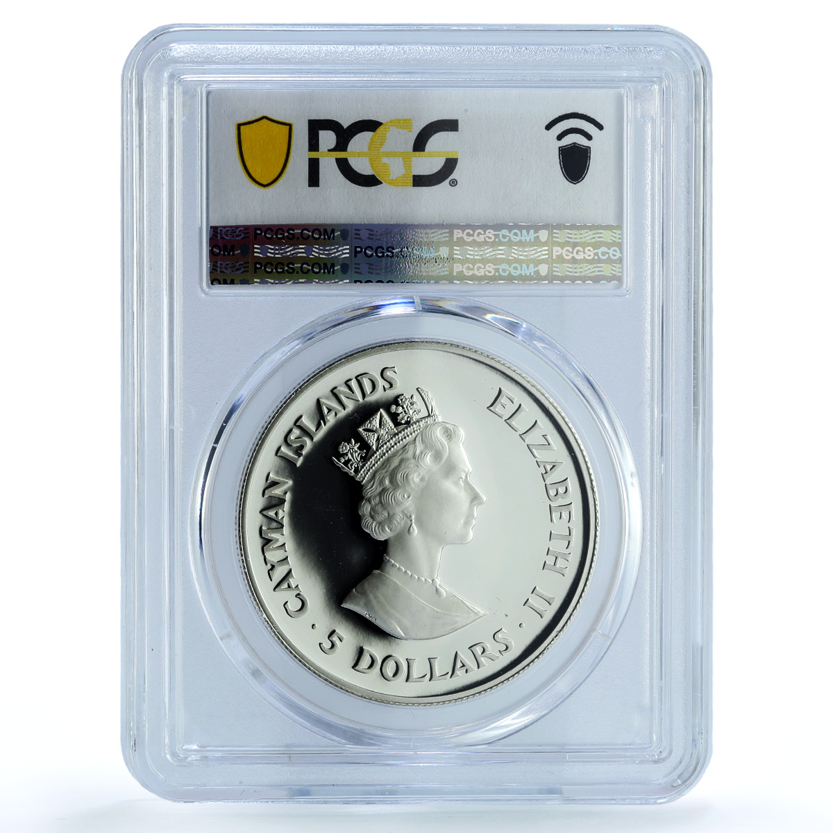Cayman Islands 5 dollars Save Children KM-102 UNICEF PR 68 PCGS silver coin 1989