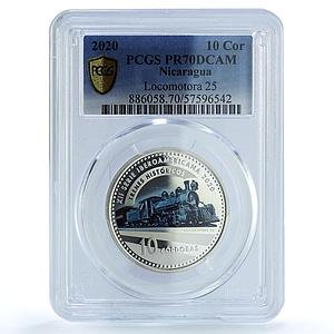 Nicaragua 10 cordobas Ibero-American Railways KM-133 Train PR 70 PCGS coin 2020
