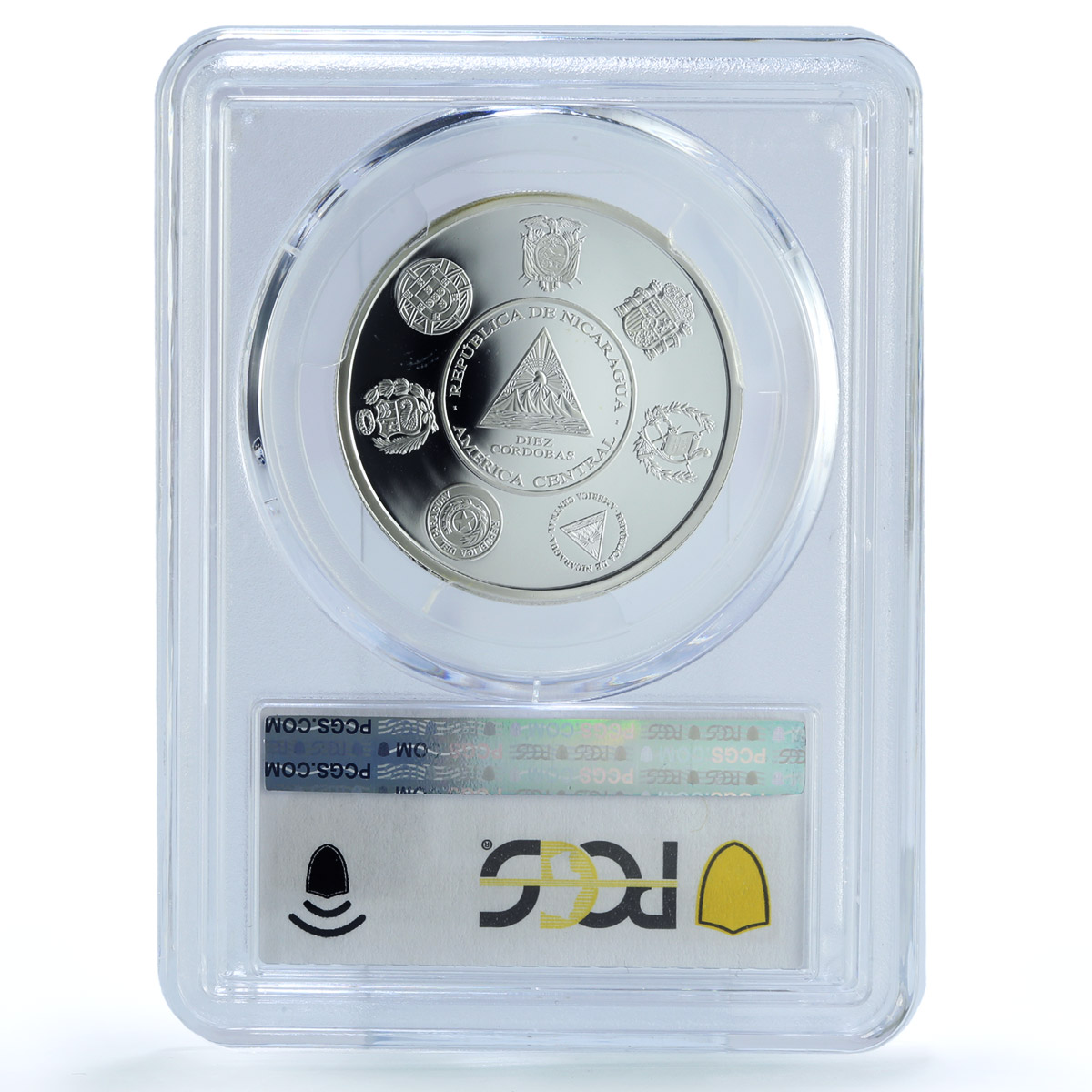 Nicaragua 10 cordobas Ibero-American Railways KM-133 Train PR 70 PCGS coin 2020