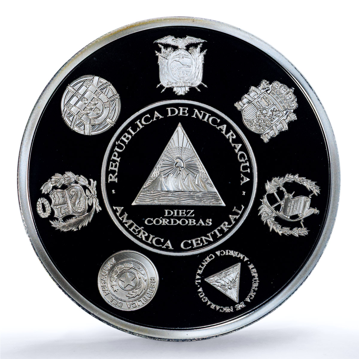 Nicaragua 10 cordobas Ibero-American Railways KM-133 Train PR 70 PCGS coin 2020