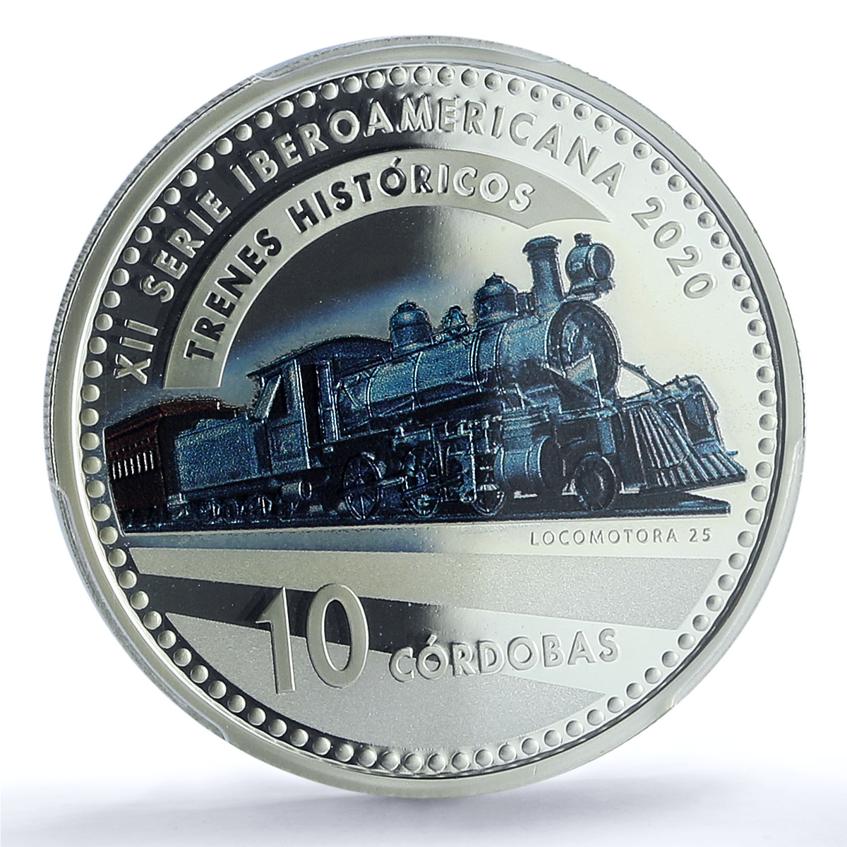 Nicaragua 10 cordobas Ibero-American Railways KM-133 Train PR 70 PCGS coin 2020