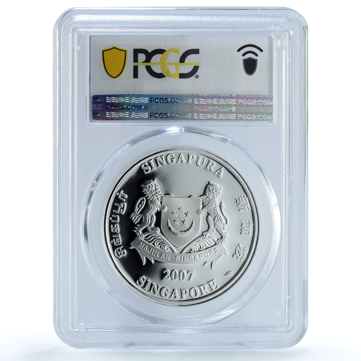 Singapore 2 dollars Independence KM-193a Anniversary Flag PR70 PCGS Ag coin 2007