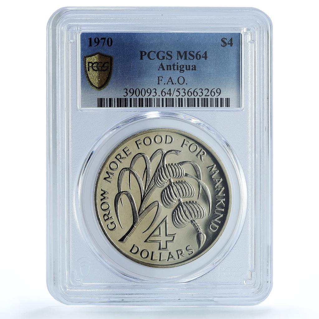 Antigua 4 dollars FAO KM-1 Food Day MS 64 PCGS CuNi coin 1970