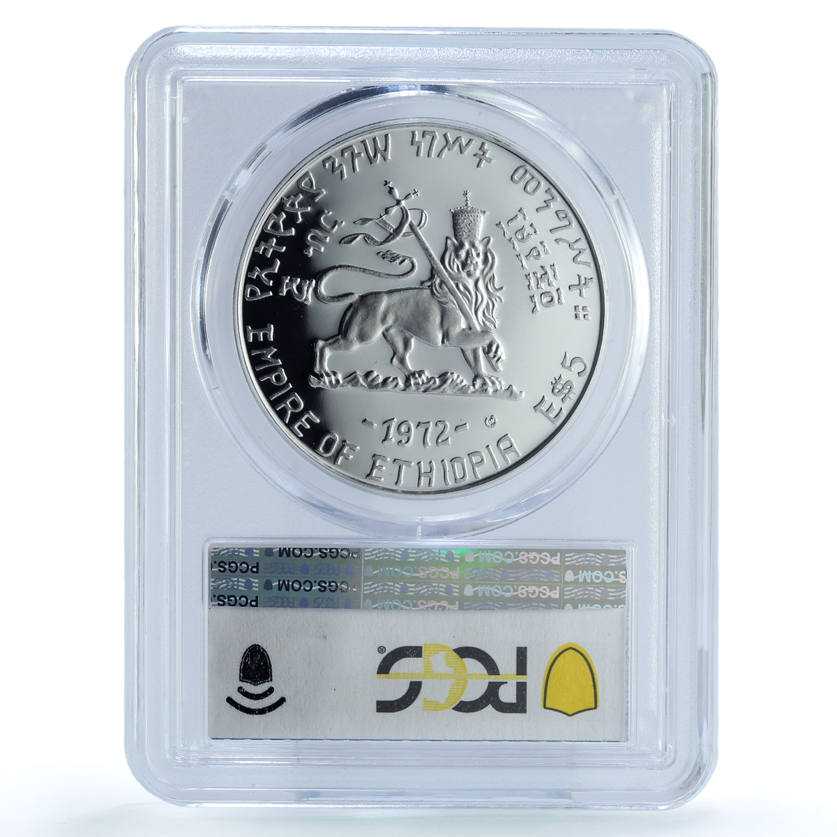 Ethiopia 5 dollars Emperor Theodros II KM-48 PR 65 PCGS silver coin 1972