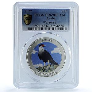 Aruba 5 florins Warawara KM-69 Wildlife Fauna Bird PR 69 PCGS silver coin 2022
