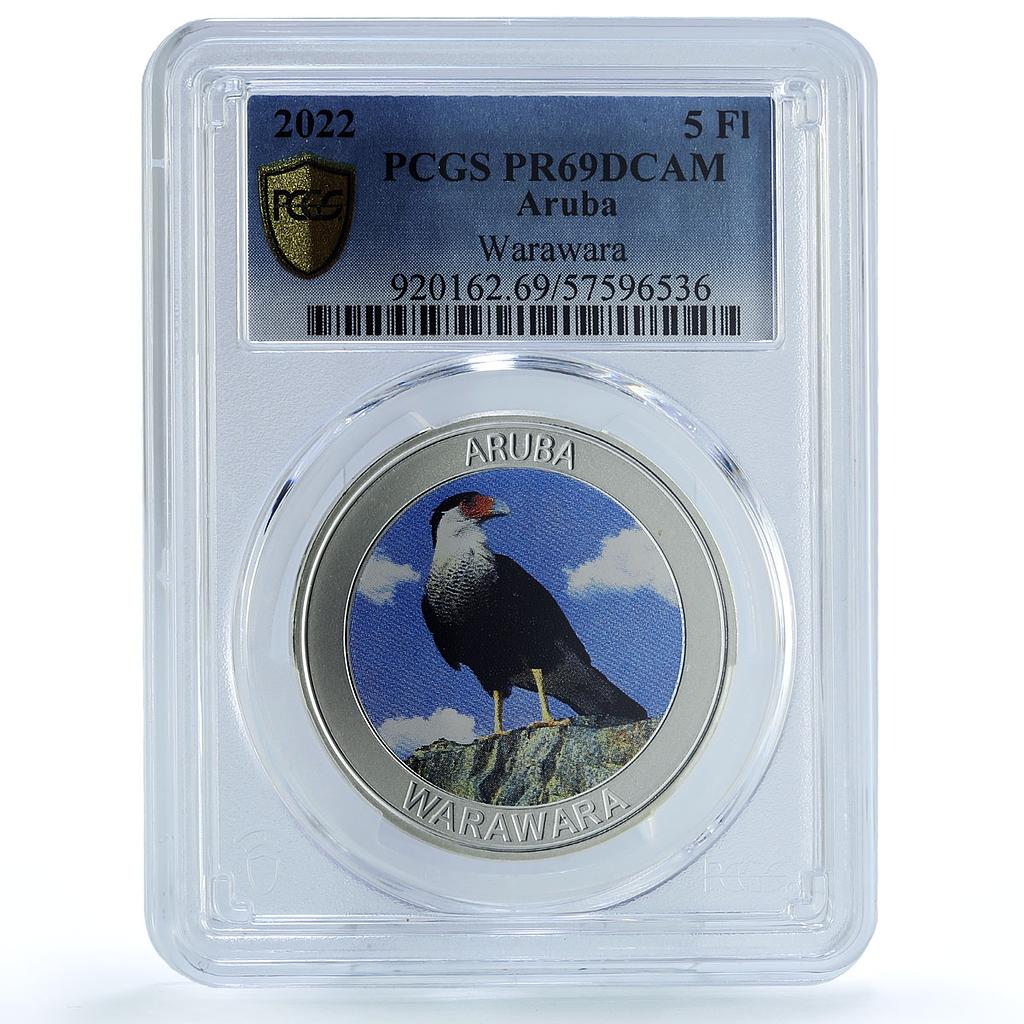 Aruba 5 florins Warawara KM-69 Wildlife Fauna Bird PR 69 PCGS silver coin 2022