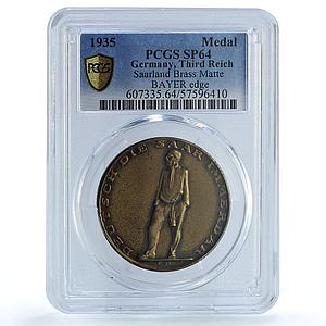 Germany Third Reich Saar Referendum Museler 15.3/49 SP 64 PCGS brass medal 1935