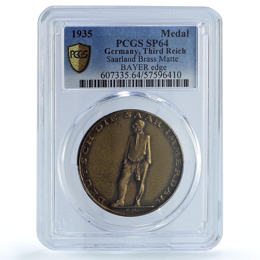 Germany Third Reich Saar Referendum Museler 15.3/49 SP 64 PCGS brass medal 1935
