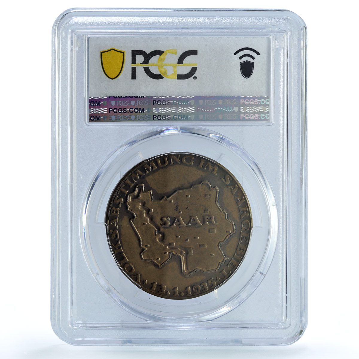 Germany Third Reich Saar Referendum Museler 15.3/49 SP 64 PCGS brass medal 1935