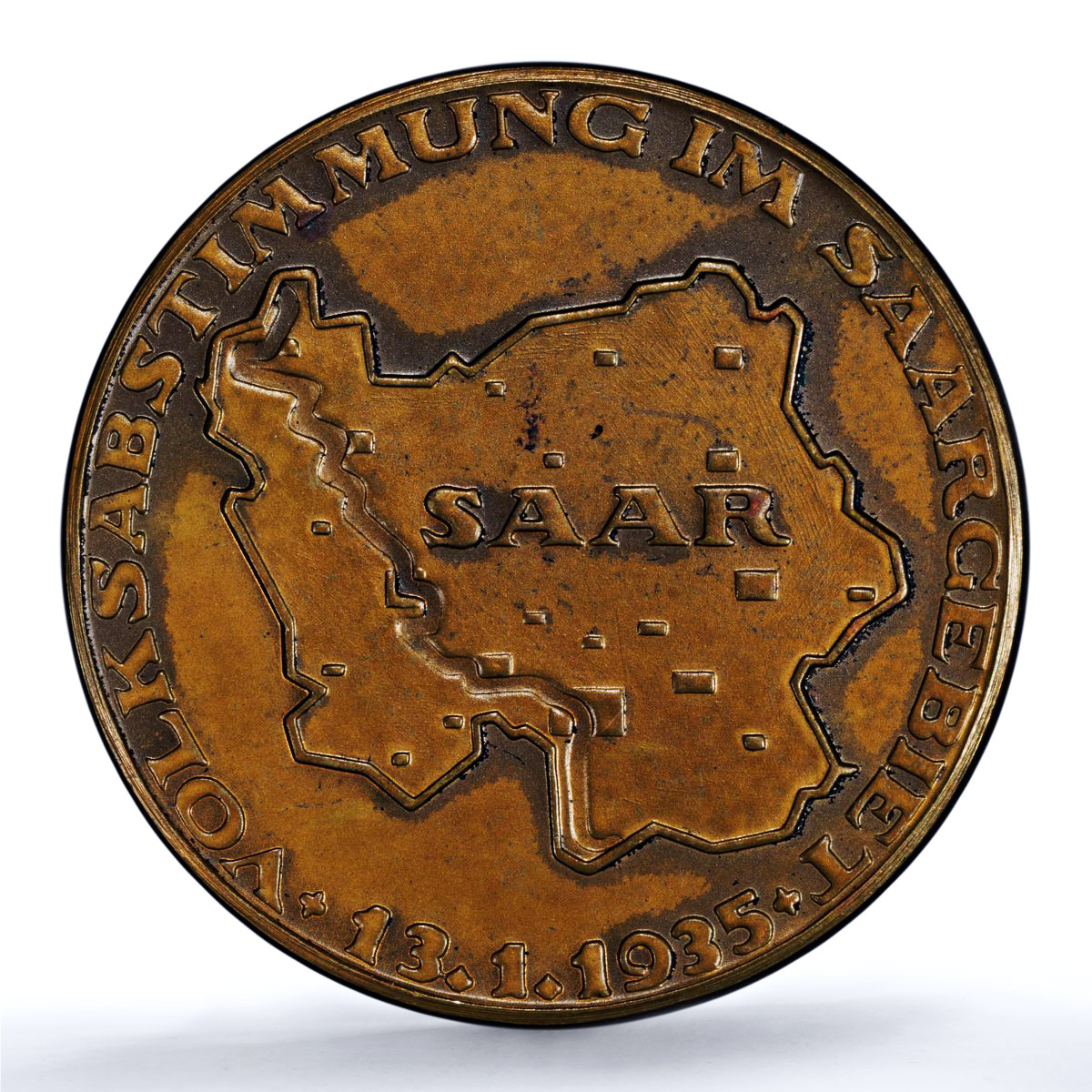 Germany Third Reich Saar Referendum Museler 15.3/49 SP 64 PCGS brass medal 1935