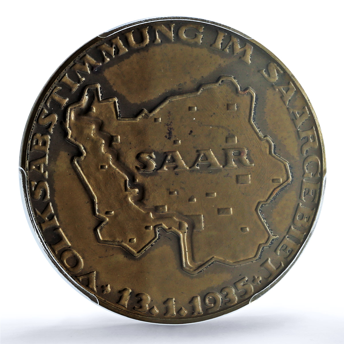 Germany Third Reich Saar Referendum Museler 15.3/49 SP 64 PCGS brass medal 1935