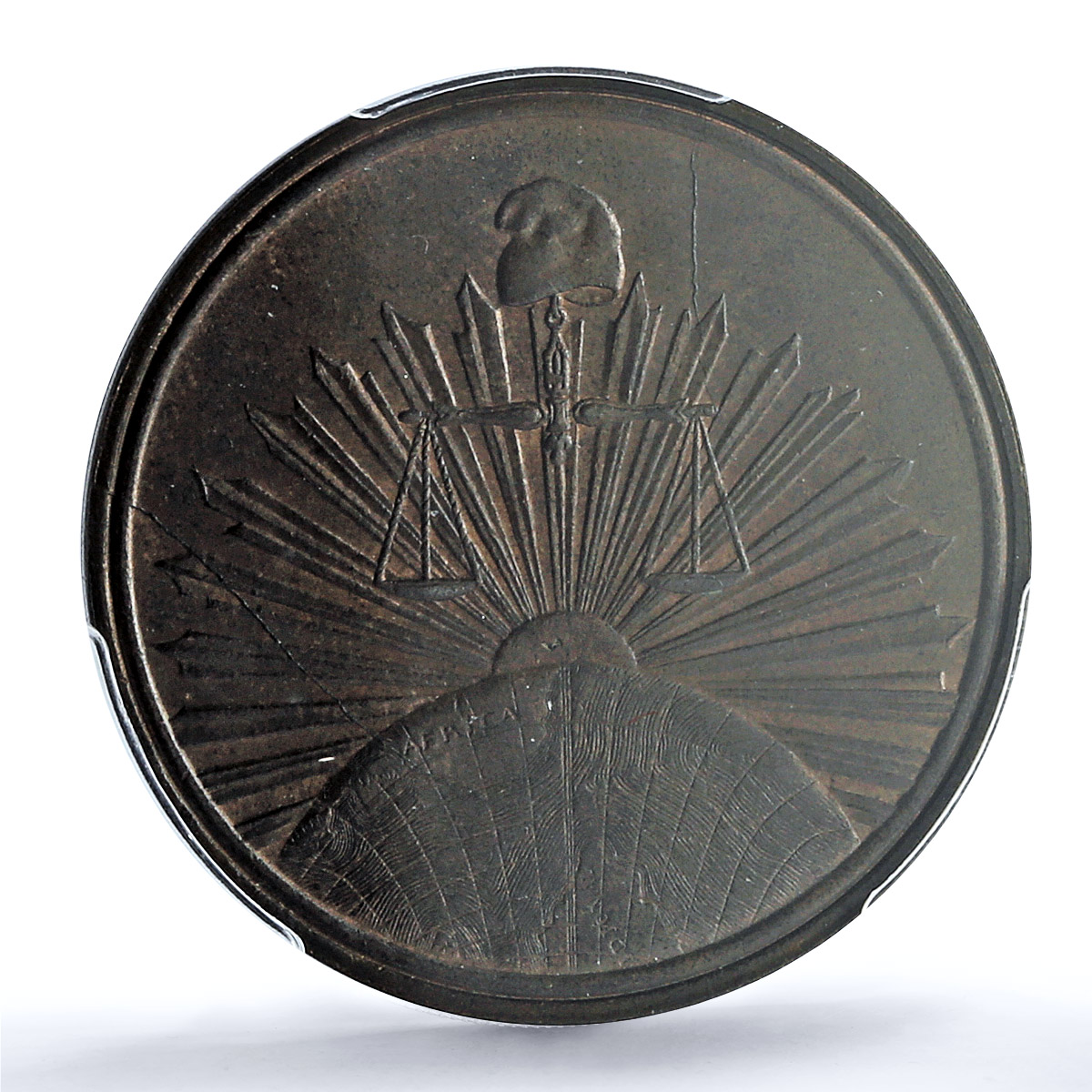 Spain Democratic Republicans Against Monarchy Vives-827 MS 63 PCGS BN medal 1869