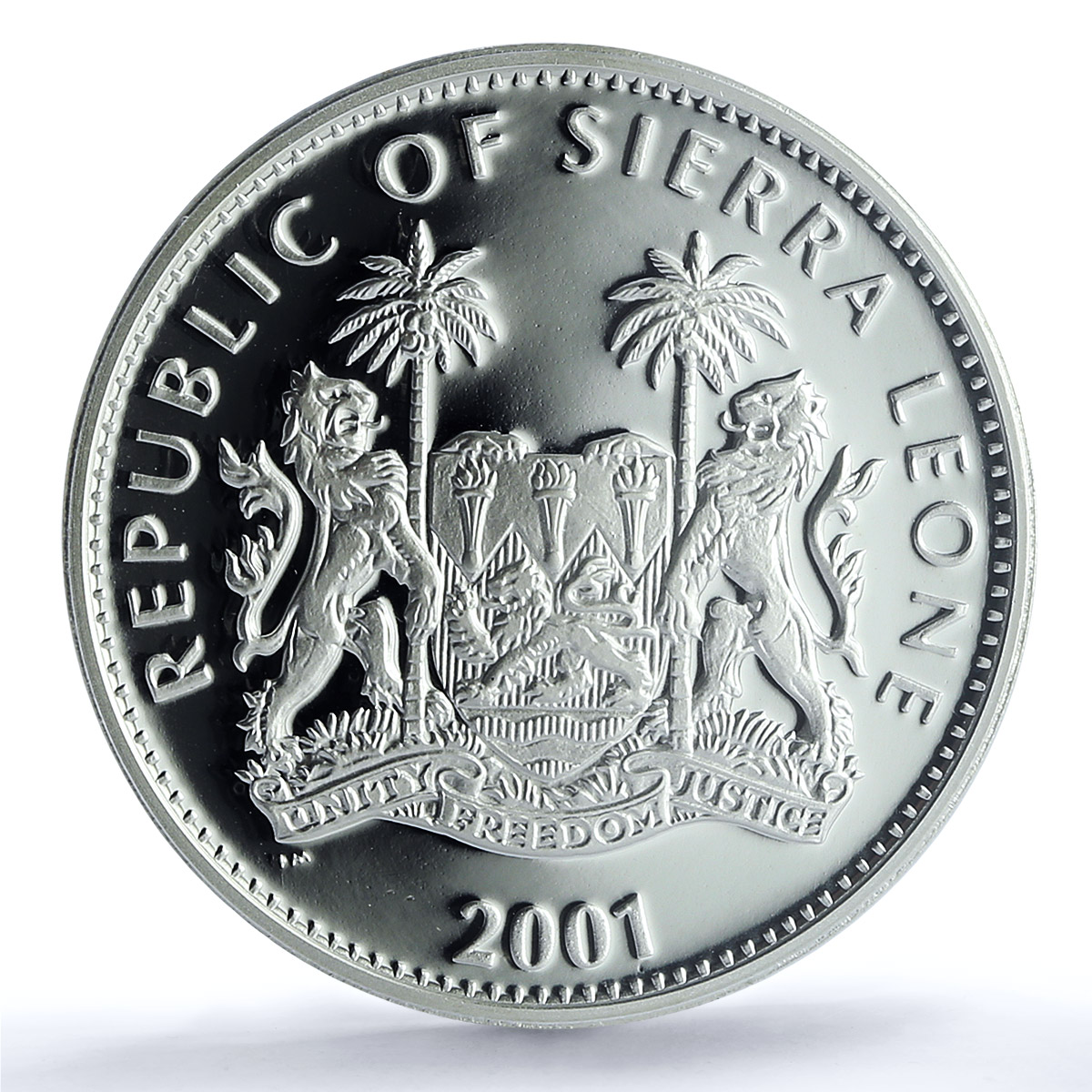 Sierra Leone 10 dollars Lion Coloured KM-246.1 Cat PR 69 PCGS silver coin 2001