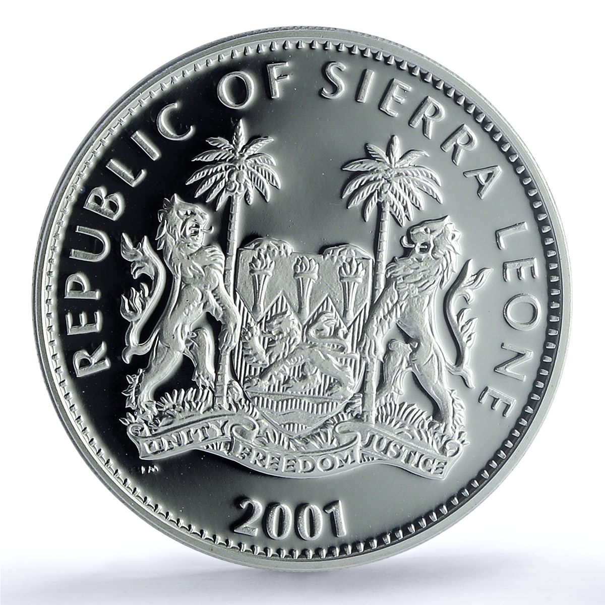 Sierra Leone 10 dollars Cheetah Coloured KM-248.2 Cat PR69 PCGS silver coin 2001 Sierra Leone 10 dollars Cheetah Coloured KM-248.2 Cat PR69 PCGS silver coin 2001