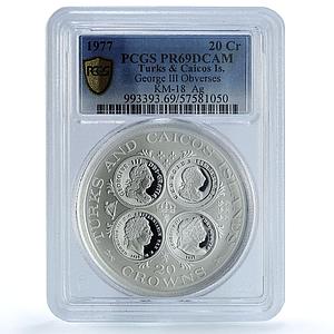 Turks and Caicos 20 crowns George III Obverses KM-18 PR 69 PCGS silver coin 1977