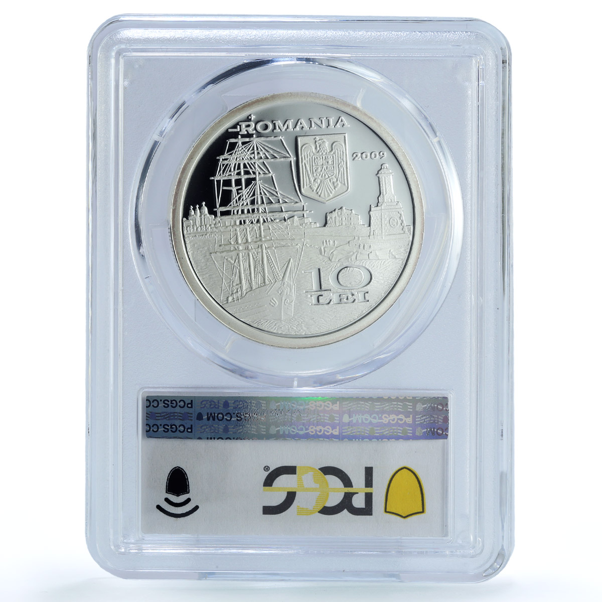 Romania 10 lei Constanta Port KM-256 Industry Ship PR 70 PCGS silver coin 2009