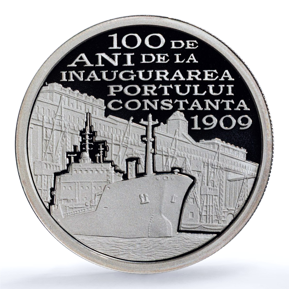 Romania 10 lei Constanta Port KM-256 Industry Ship PR 70 PCGS silver coin 2009